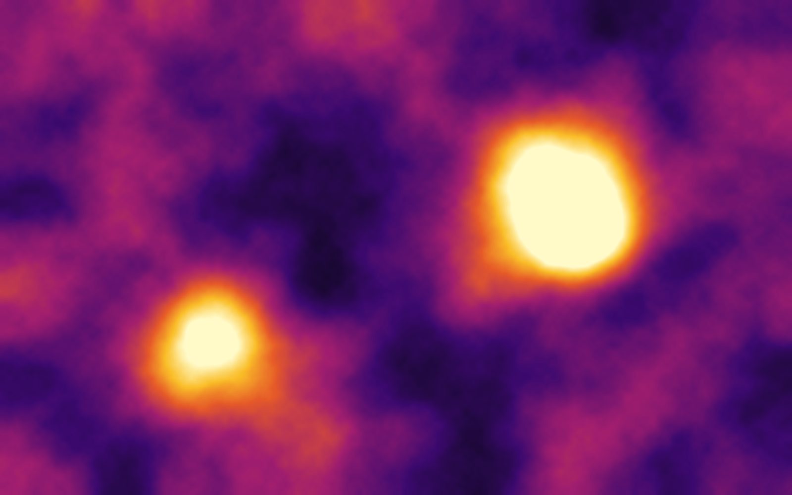 Stylised thermal image with two hotspots